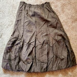 Redwood Court Textured Midi brown Skirt S silk bamboo blend